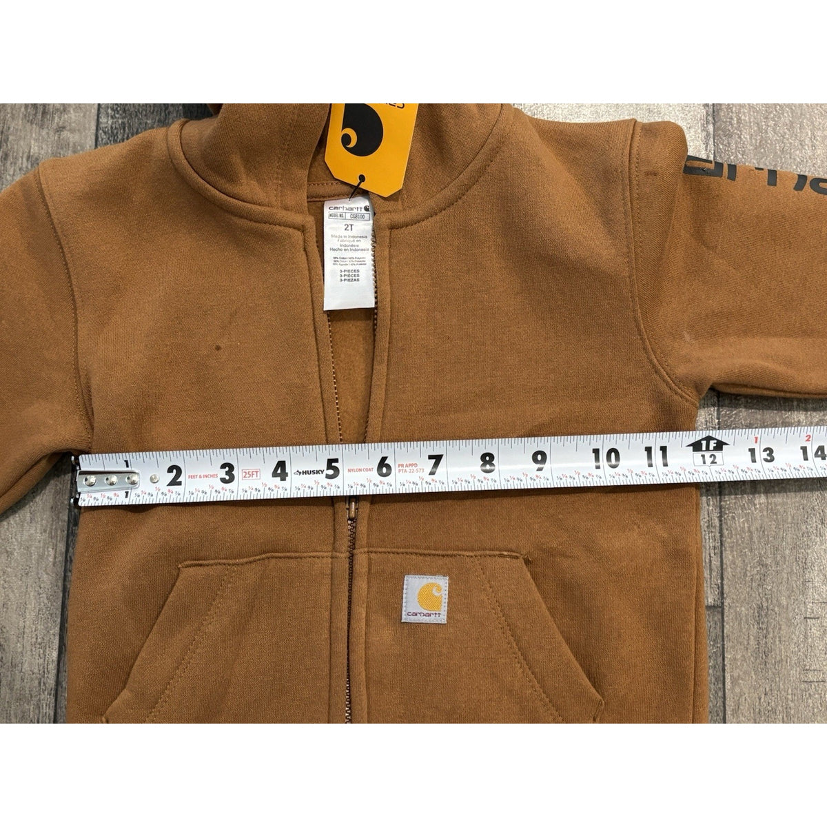 Carhartt Toddler 2T Brown Hooded Full Zip Fleece Jacket w/ Pockets CG8100