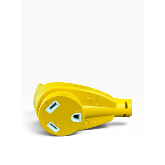 Camco PowerGrip 15A 125V 1875W Type B Angled Plug 1 Outlet Yellow