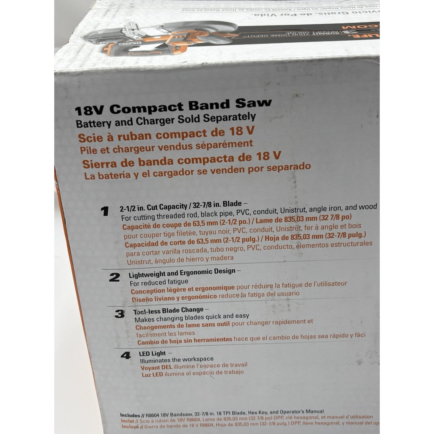 RIDGID R8604B 18V Compact Band Saw - Black/Orange