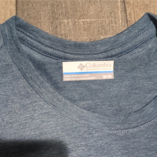 Columbia Omni-Wick Omni-Shade Blue Short Sleeve Crew Neck T-Shirt - Men's M