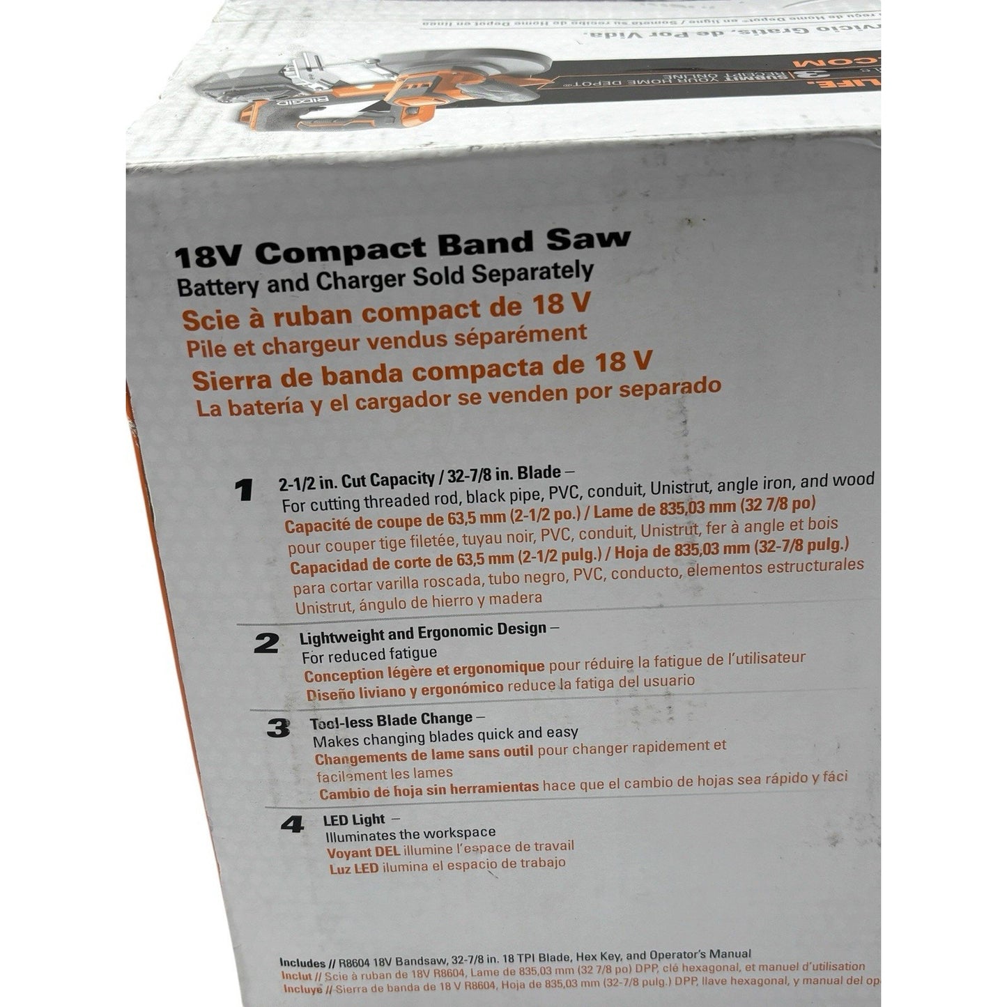RIDGID R8604B 18V Compact Band Saw - Black/Orange
