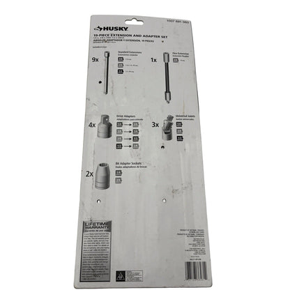 Husky 18-Piece 1/4" 3/8" 1/2" Extension and Adapter Set1007 691 060 1 pc missing