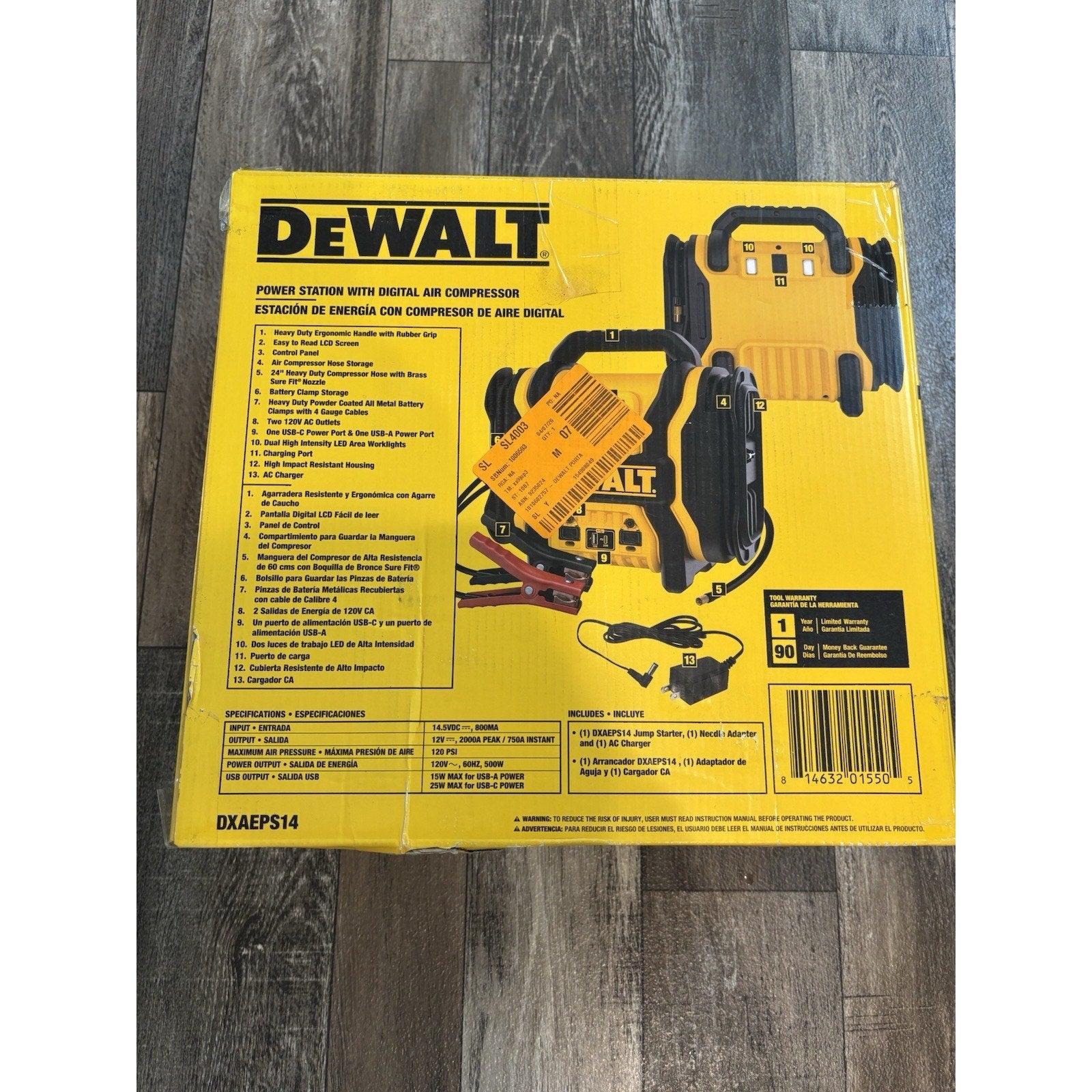 DEWALT Portable Power 2000 Peak Amp Jump Starter w/Digital Compressor