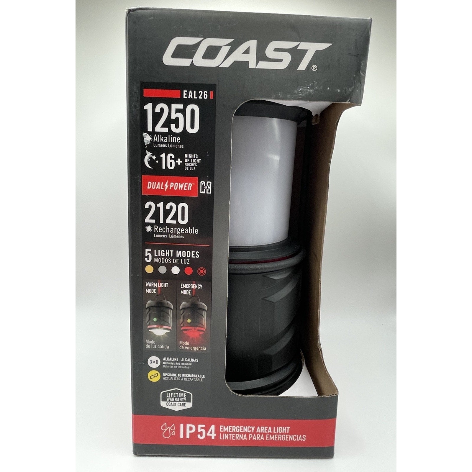 Coast EAL26 1250 Lumens Alkaline Battery Dual Power Camping Lantern Flashlight