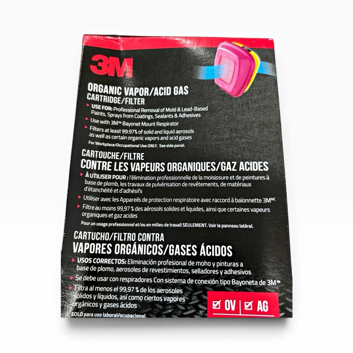 3M 60923P1-DC Organic Vapor/Acid Gas Cartridge Filter P100 Exp 07/2031
