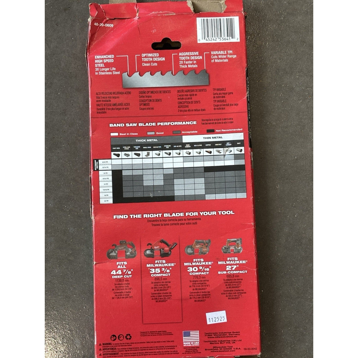 Milwaukee 48-39-0609 35 3/8 in 8/10 TPI Steel Band Saw Blades 3-Pack