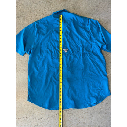 Columbia PFG Tamiami Men's XL Blue Short Sleeve Button-Down Polyester Shirt