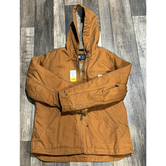 Carhartt Men’s Loose Fit Hooded Lined Full Zip Jacket Brown Size M Mid-Length