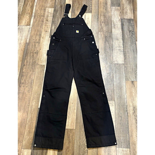 Carhartt Men's Insulated Bib Overalls 3M Thinsulate Black Canvas OR4031-W