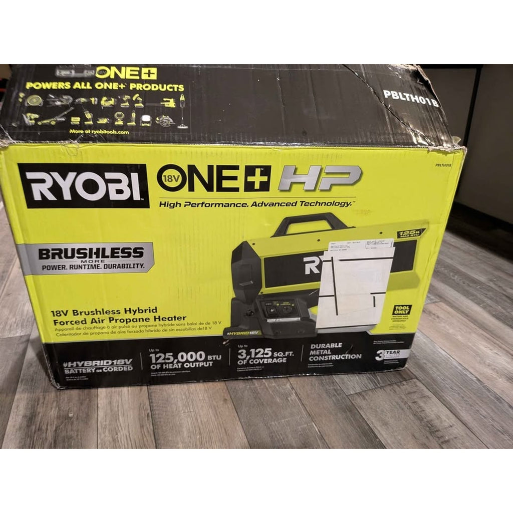 Ryobi - ONE+ HP 18V Brushless Cordless 125K BTU Hybrid Forced Air Propane Heater W/Battery