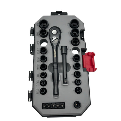 HUSKY 100-Position 1/4 in. Drive Universal SOCKET WRENCH SET (26-Piece) SAE MM