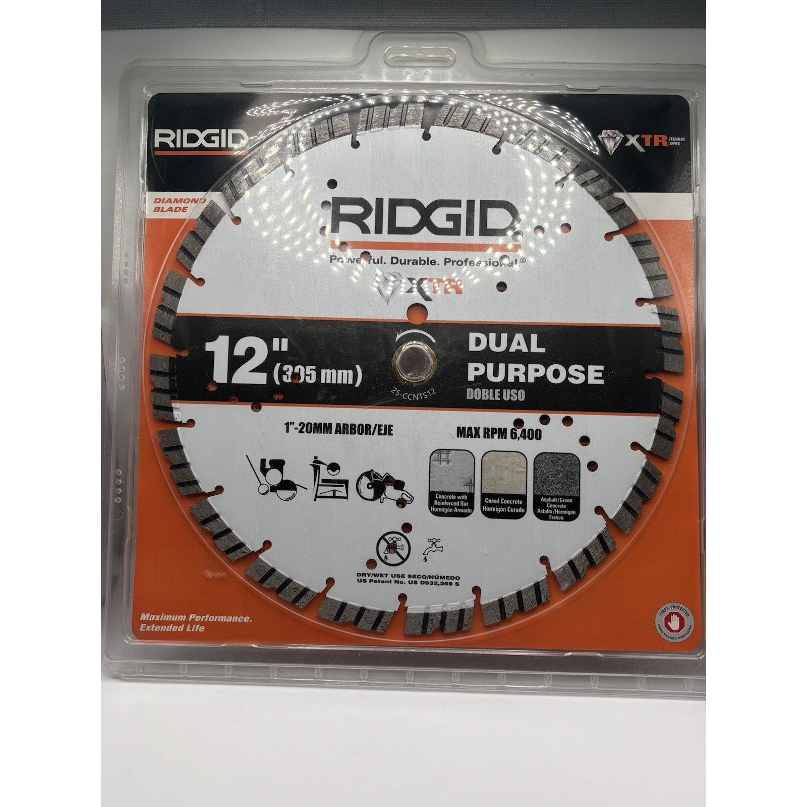 Ridgid 12 in. Masonry XTR Dual Purpose Cutting Segmented Rim Diamond Saw Blade