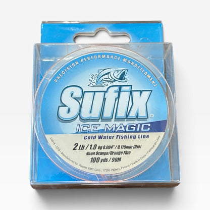 Sufix Ice Magic Monofilament Ice Fishing Line 2 lb 100 yds Orange Low Memory