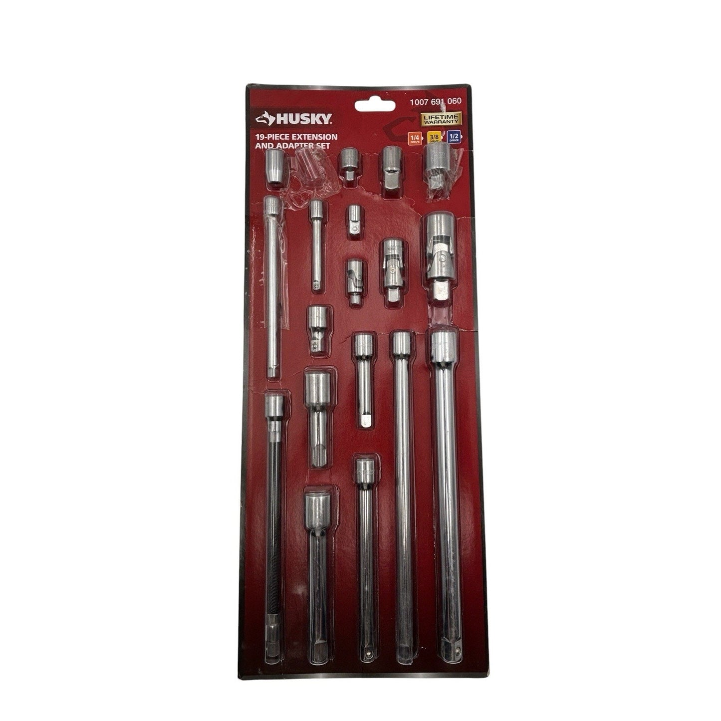 Husky 18-Piece 1/4" 3/8" 1/2" Extension and Adapter Set1007 691 060 1 pc missing