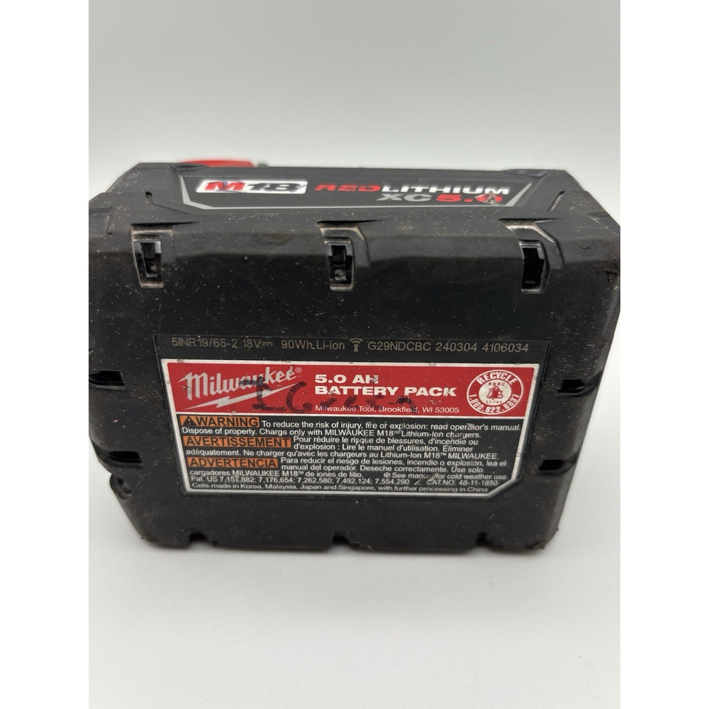 (1) Milwaukee M18 48-11-1850 RED LITHIUM XC 5.0 Battery Pack 18V Genuine