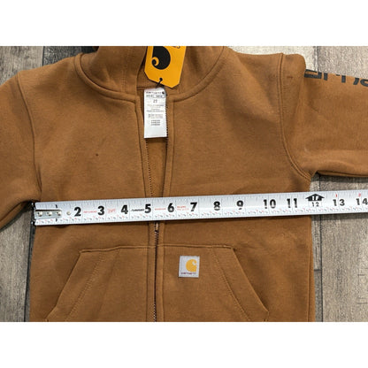 Carhartt Toddler 2T Brown Hooded Full Zip Fleece Jacket w/ Pockets CG8100