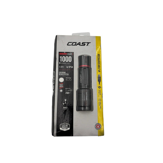 Coast 1000 Lumens G55R Rechargeable Dual Power IP54 Flashlight New/Sealed