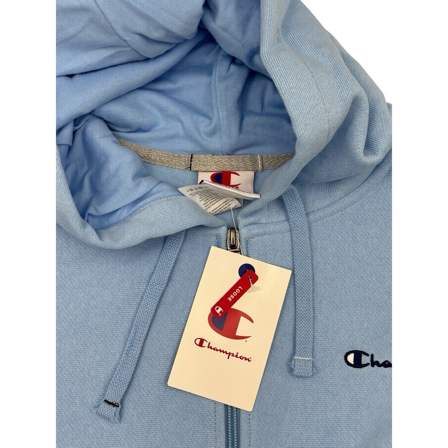 Champion Women's Cropped Hooded Fleece Zip-Up Hoodie - Light Blue Large