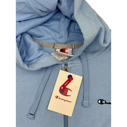 Champion Women's Cropped Hooded Fleece Zip-Up Hoodie - Light Blue Large