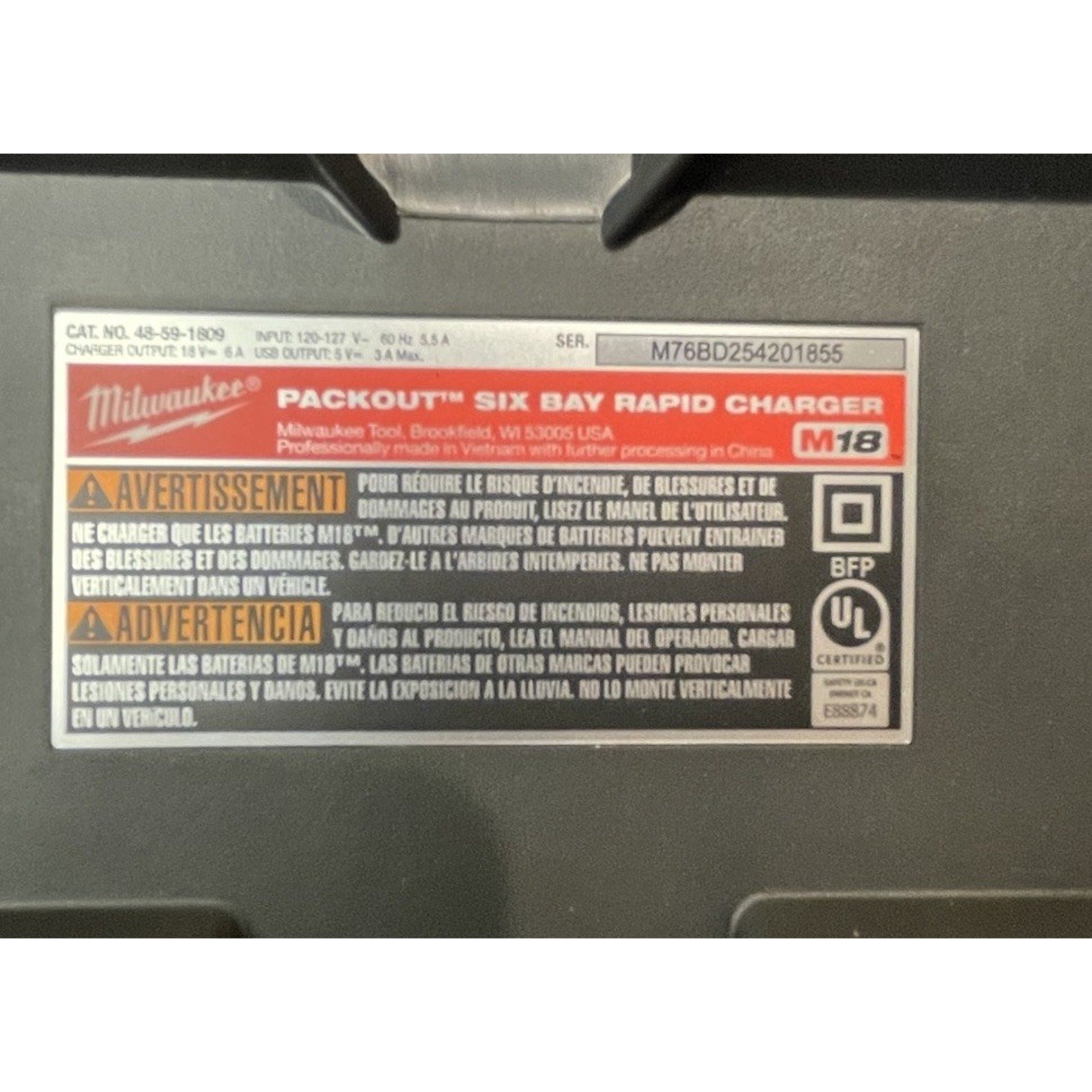 Milwaukee 48-59-1809 Six Bay Rapid Charger M18