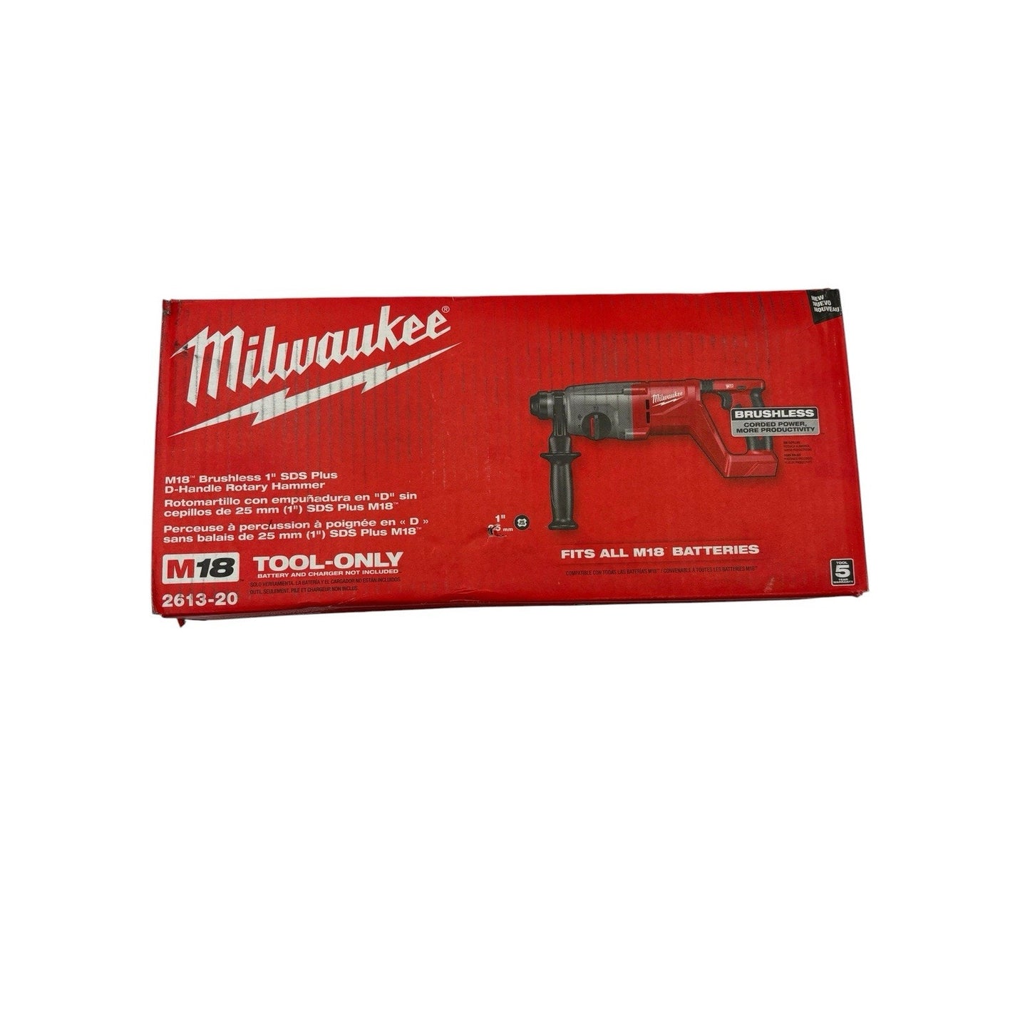 Milwaukee 2613-20 M18 18V Brushless SDS Plus D-Handle Rotary Hammer - Red