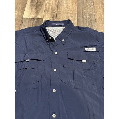 Columbia PFG Bahama Men's Navy Short Sleeve Button-Down Woven Shirt L