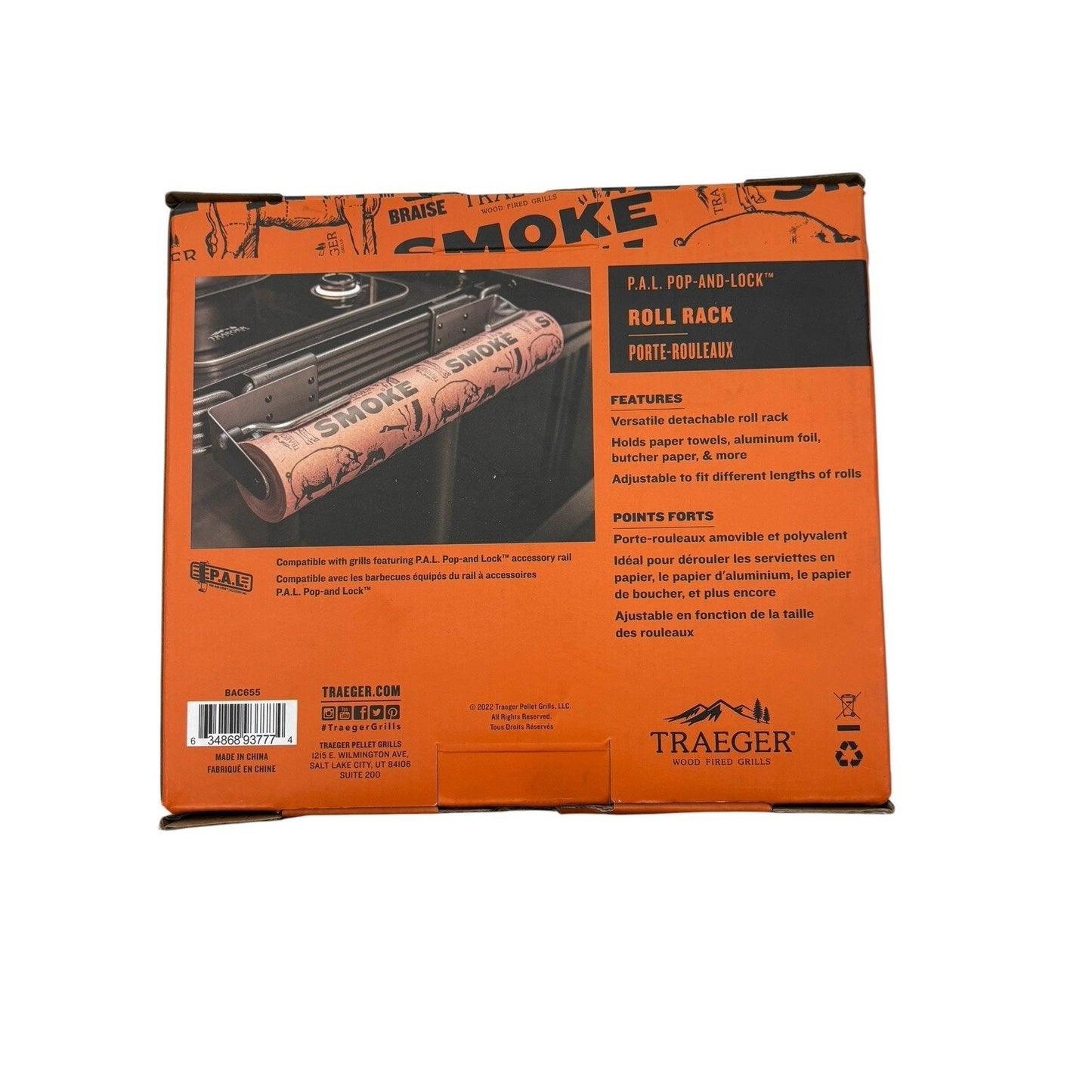 Traeger BAC655 P.A.L. Pop-And-Lock Roll Rack For Paper Towels, Butcher Paper