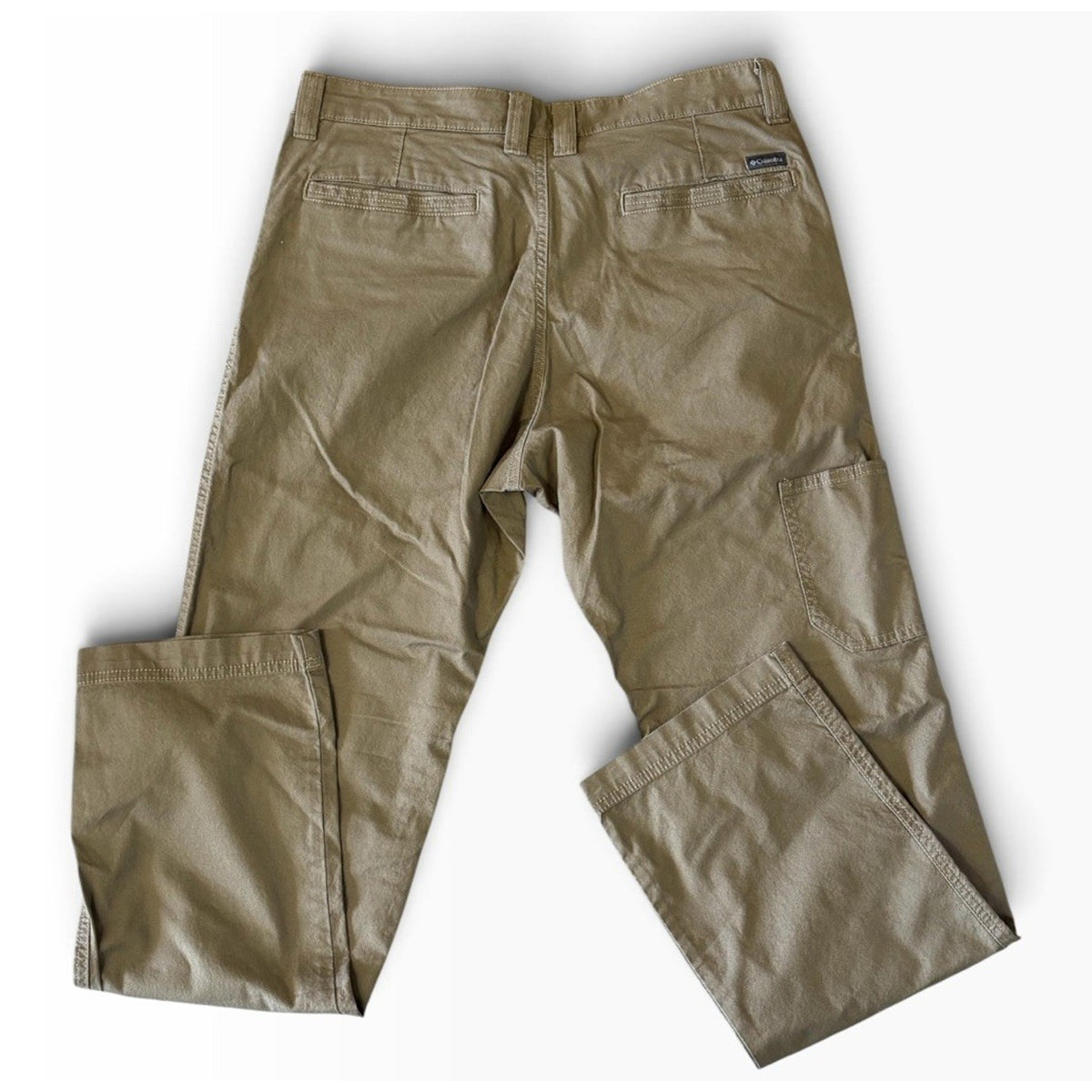 Columbia Men's Green Canvas Cotton Blend Pants Regular Fit Straight Leg 34"