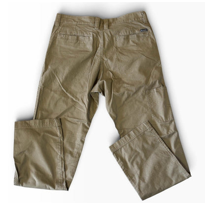 Columbia Men's Green Canvas Cotton Blend Pants Regular Fit Straight Leg 34"