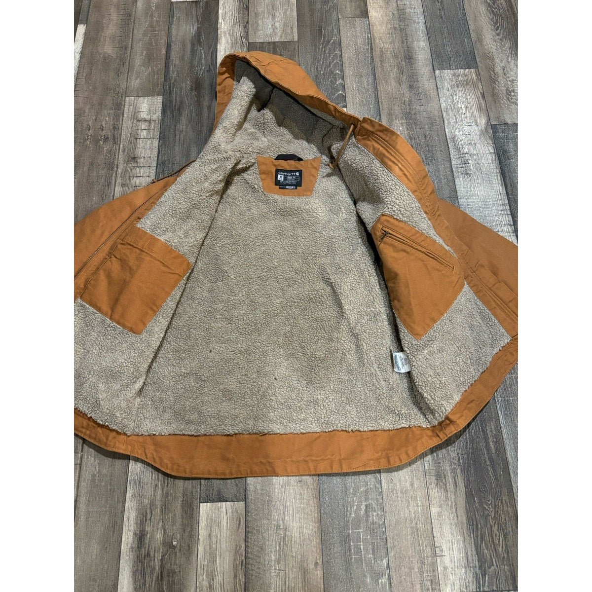 Carhartt Men’s Loose Fit Hooded Lined Full Zip Jacket Brown Size M Mid-Length