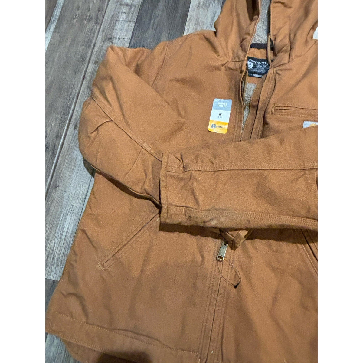 Carhartt Men’s Loose Fit Hooded Lined Full Zip Jacket Brown Size M Mid-Length