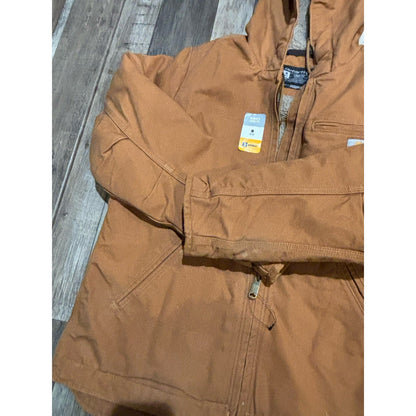 Carhartt Men’s Loose Fit Hooded Lined Full Zip Jacket Brown Size M Mid-Length