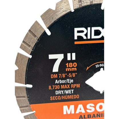 RIDGID 7 in. Masonry Cutting Segmented Rim Diamond Saw Blade