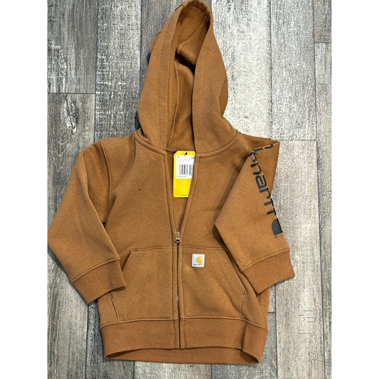 Carhartt Toddler 2T Brown Hooded Full Zip Fleece Jacket w/ Pockets CG8100