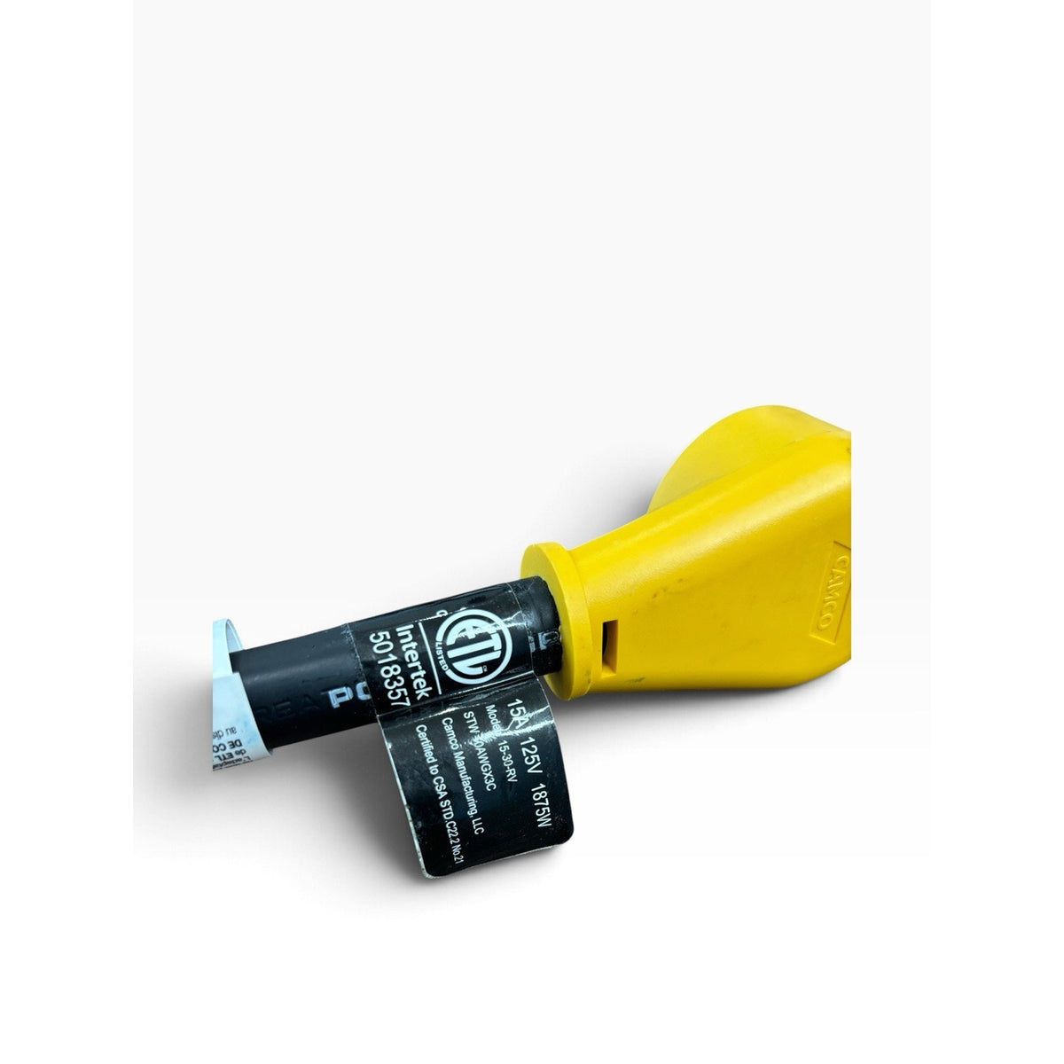 Camco PowerGrip 15A 125V 1875W Type B Angled Plug 1 Outlet Yellow