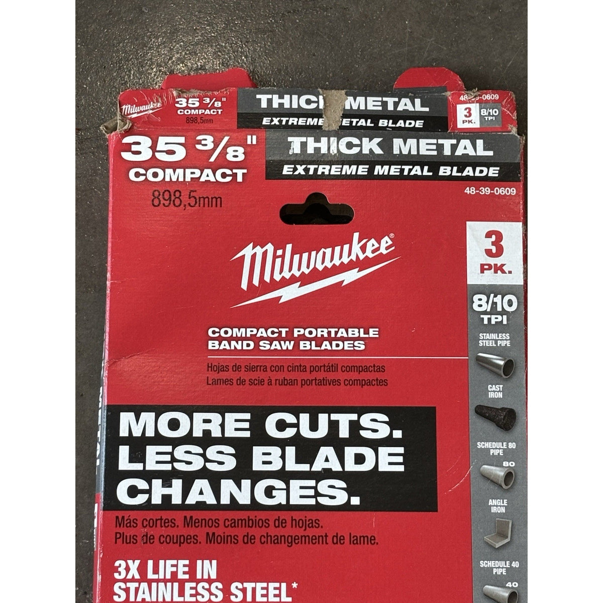 Milwaukee 48-39-0609 35 3/8 in 8/10 TPI Steel Band Saw Blades 3-Pack