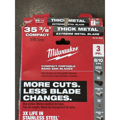 Milwaukee 48-39-0609 35 3/8 in 8/10 TPI Steel Band Saw Blades 3-Pack