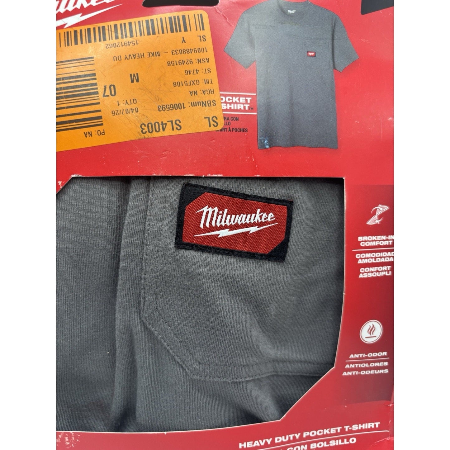 Milwaukee Men's Medium Gray GRIDIRON Cotton/Polyester Pocket T-Shirt