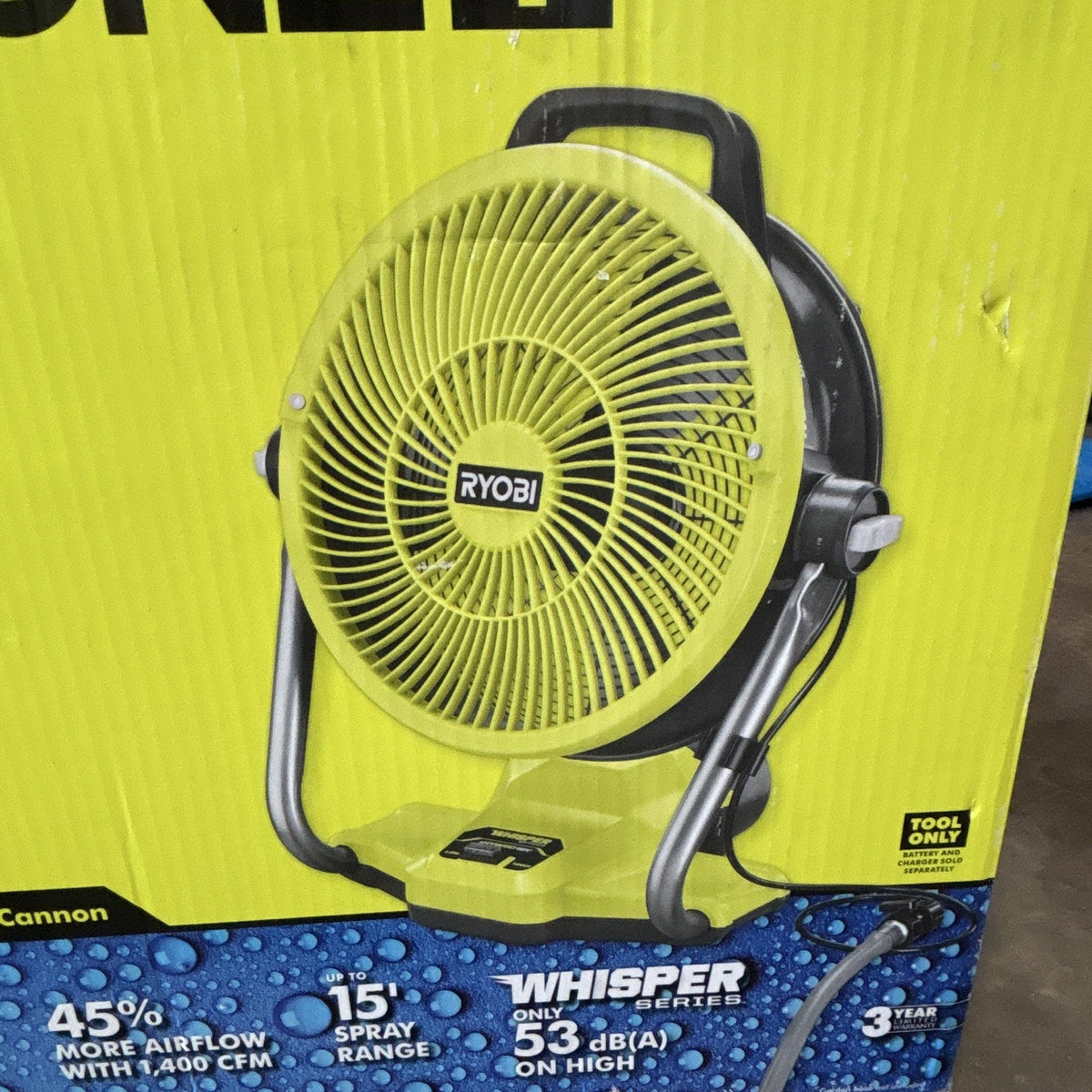 RYOBI Whisper Series 18V ONE+ 12 in Hybrid Misting Fan 1400 CFM PCL850B