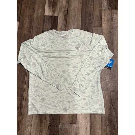 Columbia PFG Omni-Wick Men's XL Green/Gray Camo Long Sleeve Crew Neck Tee