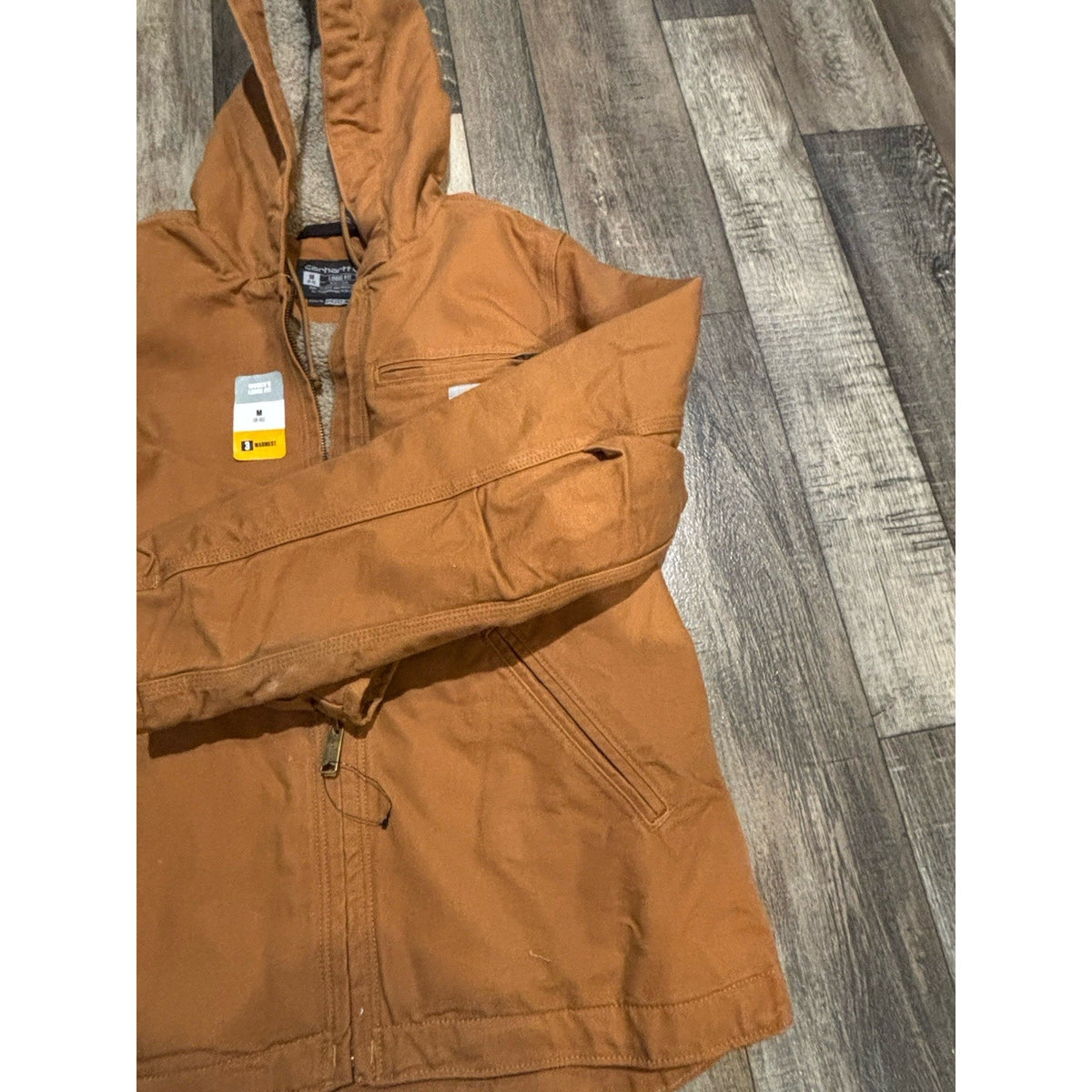 Carhartt Men’s Loose Fit Hooded Lined Full Zip Jacket Brown Size M Mid-Length