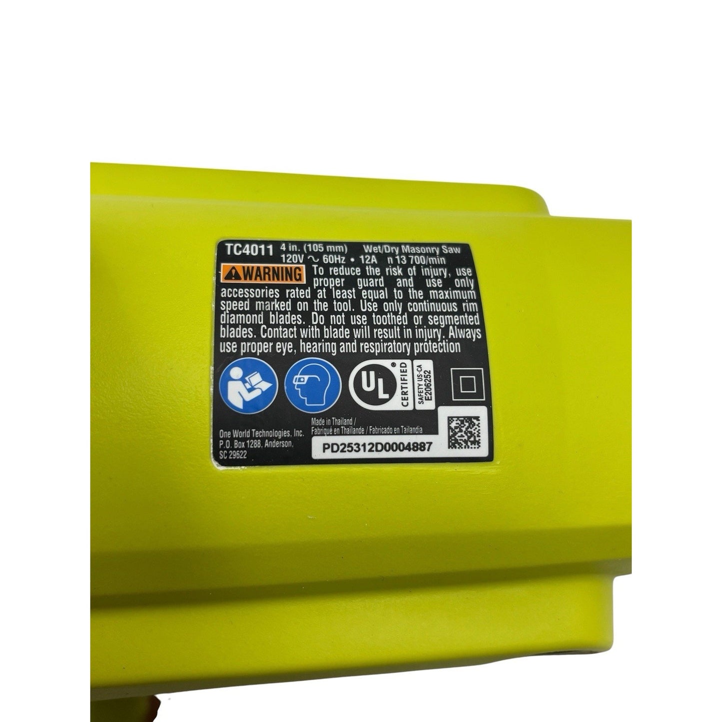RYOBI 4 In. Hand Held Tile Saw Used