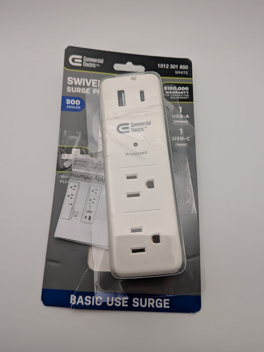 6-Outlet Swivel Wall Mount Surge Protector with USB-A & USB-C (White) 🔌⚡