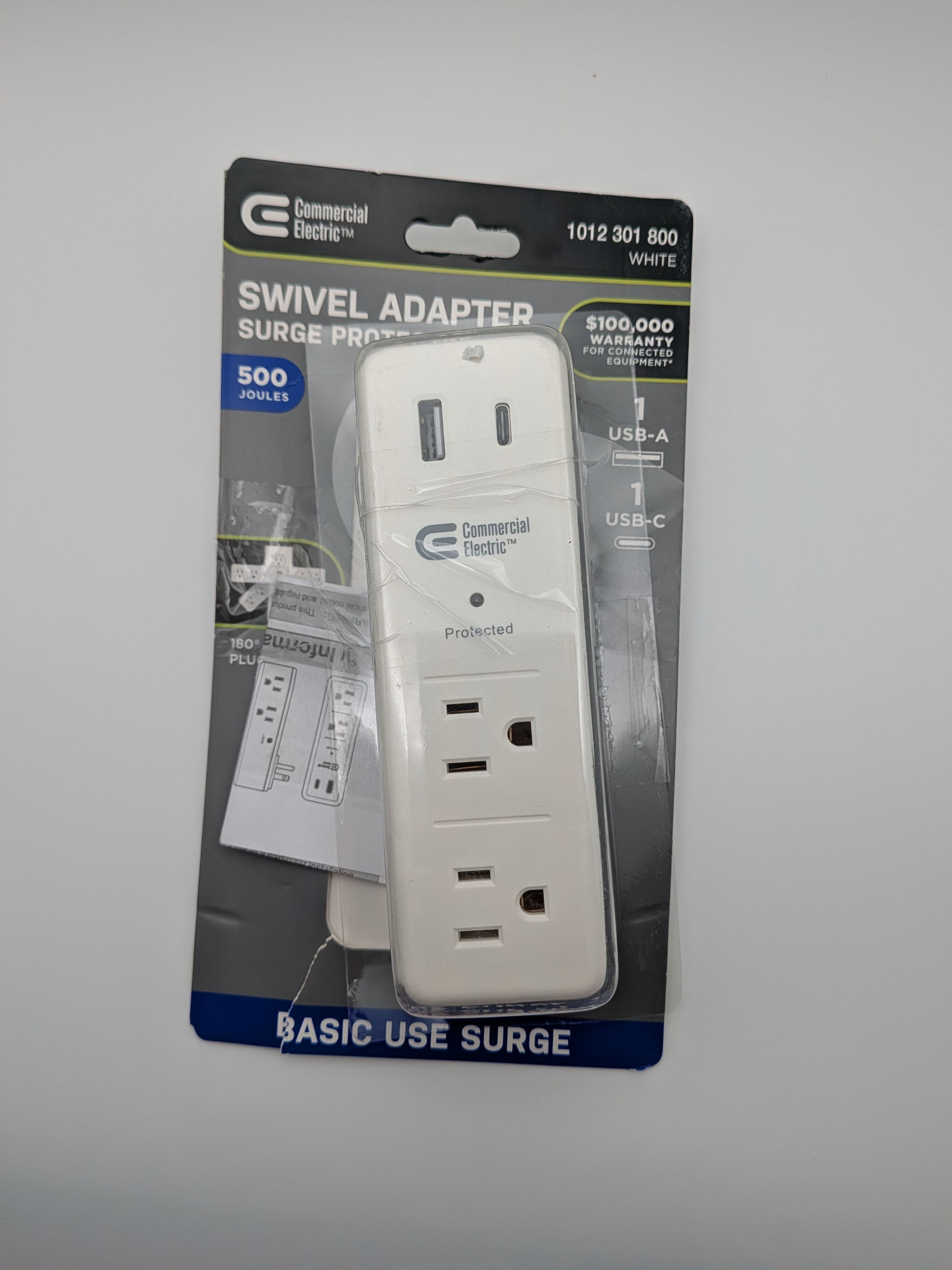 6-Outlet Swivel Wall Mount Surge Protector with USB-A & USB-C (White) 🔌⚡