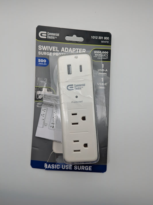6-Outlet Swivel Wall Mount Surge Protector with USB-A & USB-C (White) 🔌⚡