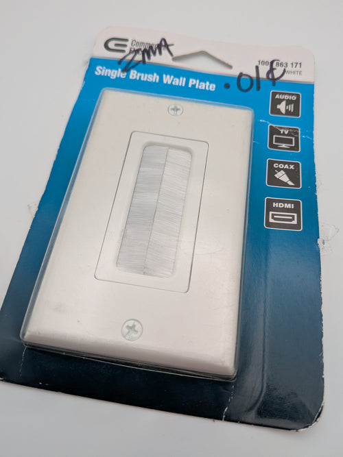 1-Gang Brush Plastic Wall Plate, White