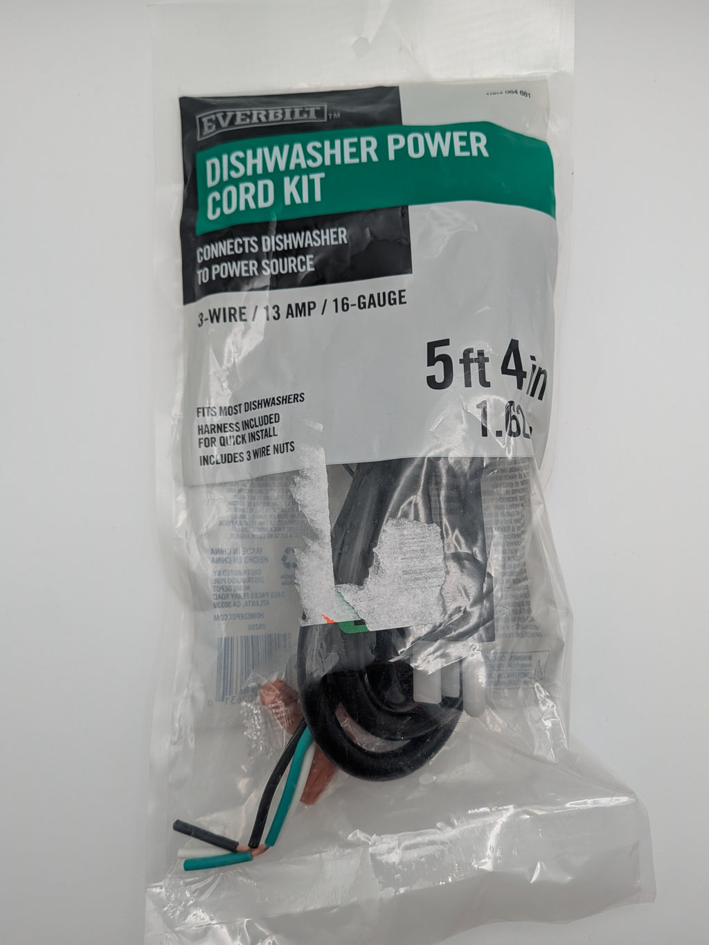 Dishwasher Power Cord Kit 5 ft. 4 in. 3- Wire / 13 AMP / 16-Gauge