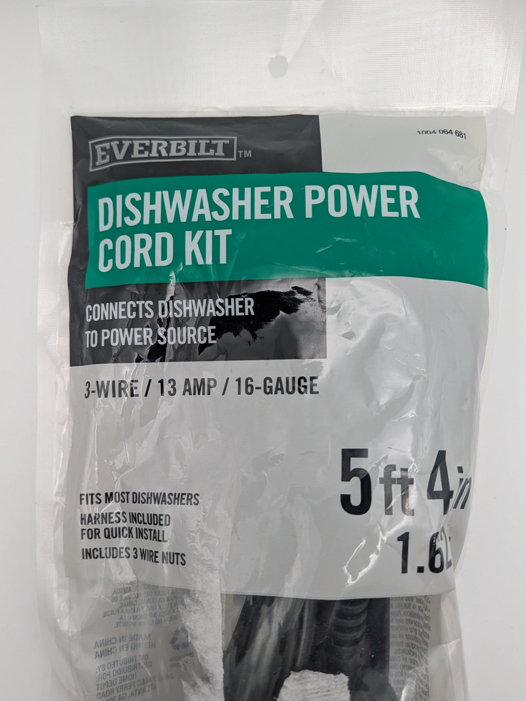 Dishwasher Power Cord Kit 5 ft. 4 in. 3- Wire / 13 AMP / 16-Gauge
