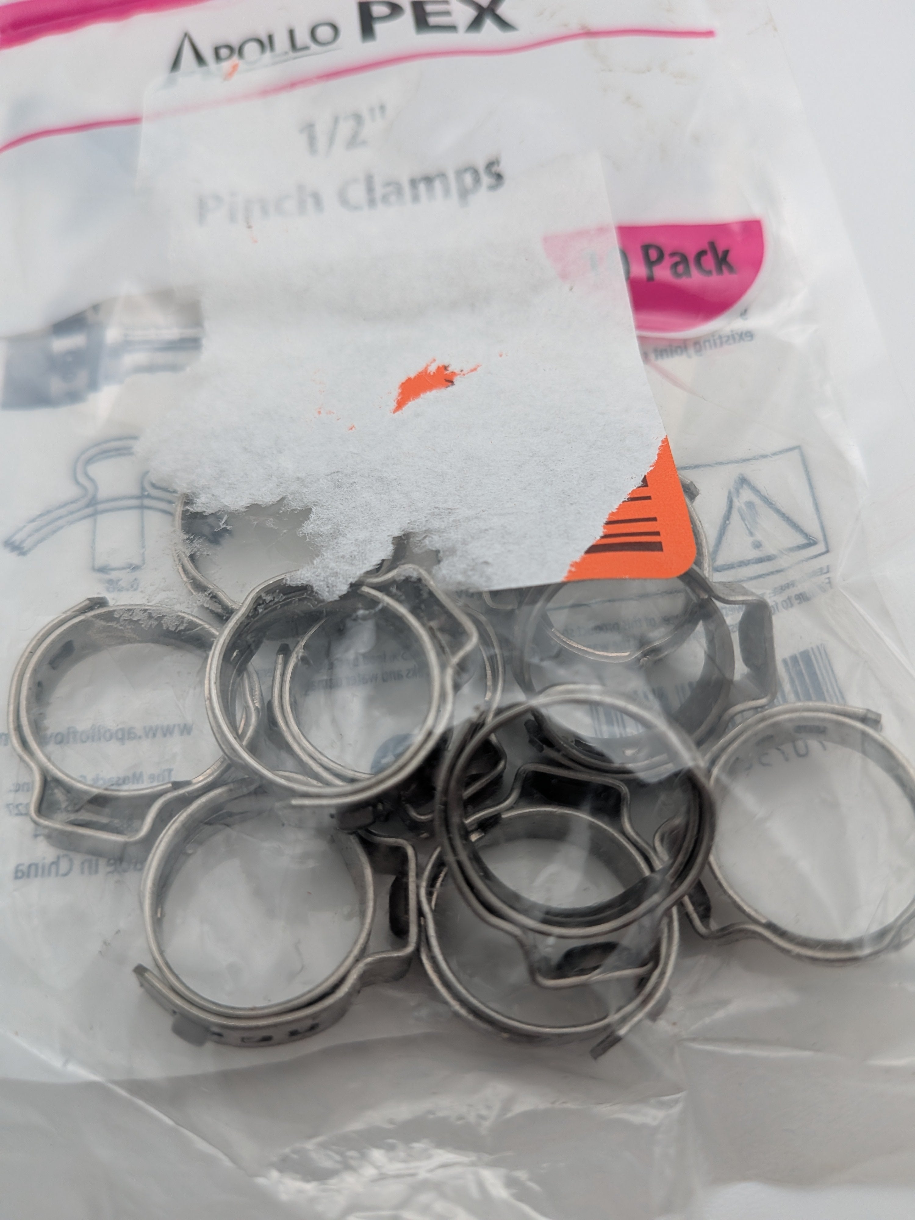 1/2 in Stainless Steel PEX-B Barb Pinch Clamp (25pk)