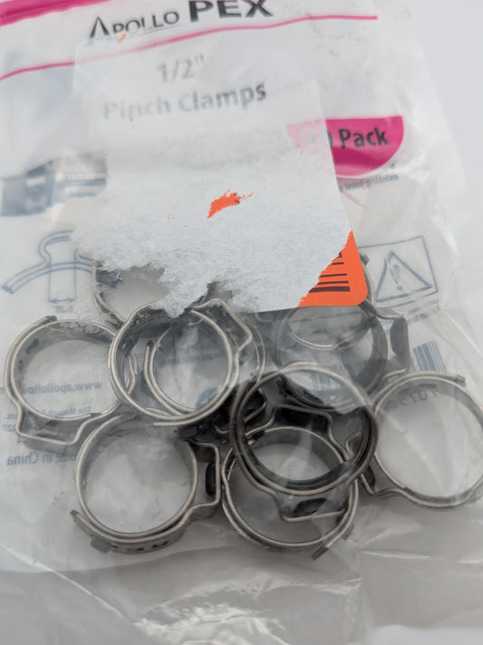 1/2 in Stainless Steel PEX-B Barb Pinch Clamp (25pk)